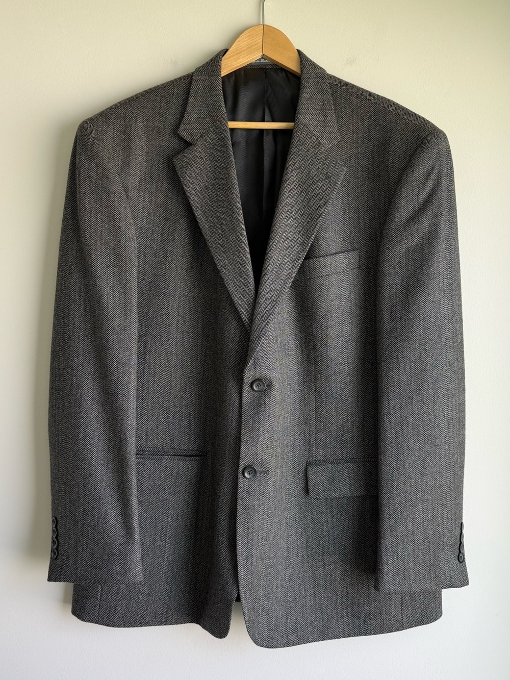 Oscar de la Renta 46R Wool Cashmere Herringbone Sport Coat